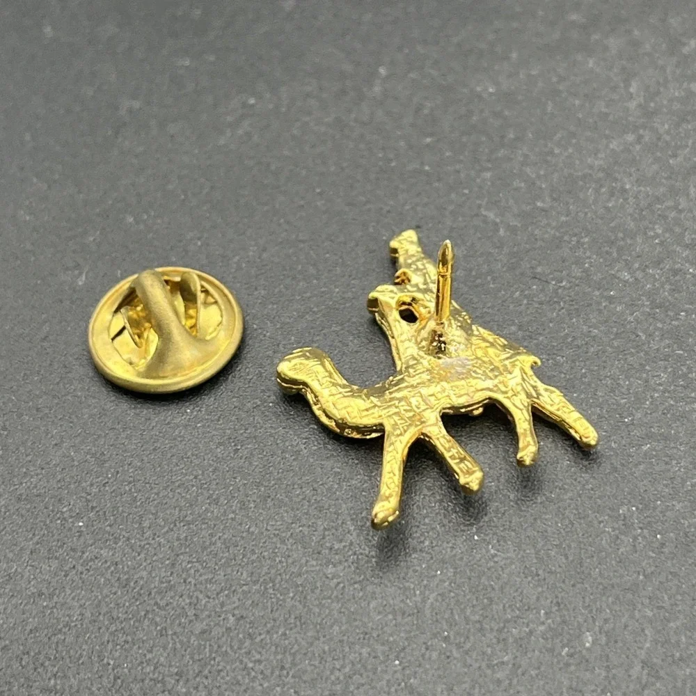 Man Riding Camel Gold Tone Lapel Hat Pin‎